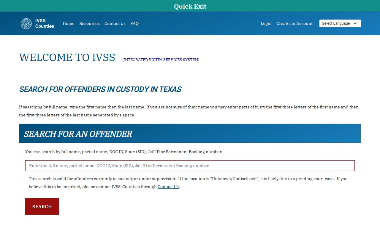 Llano County IVSS release check portal
