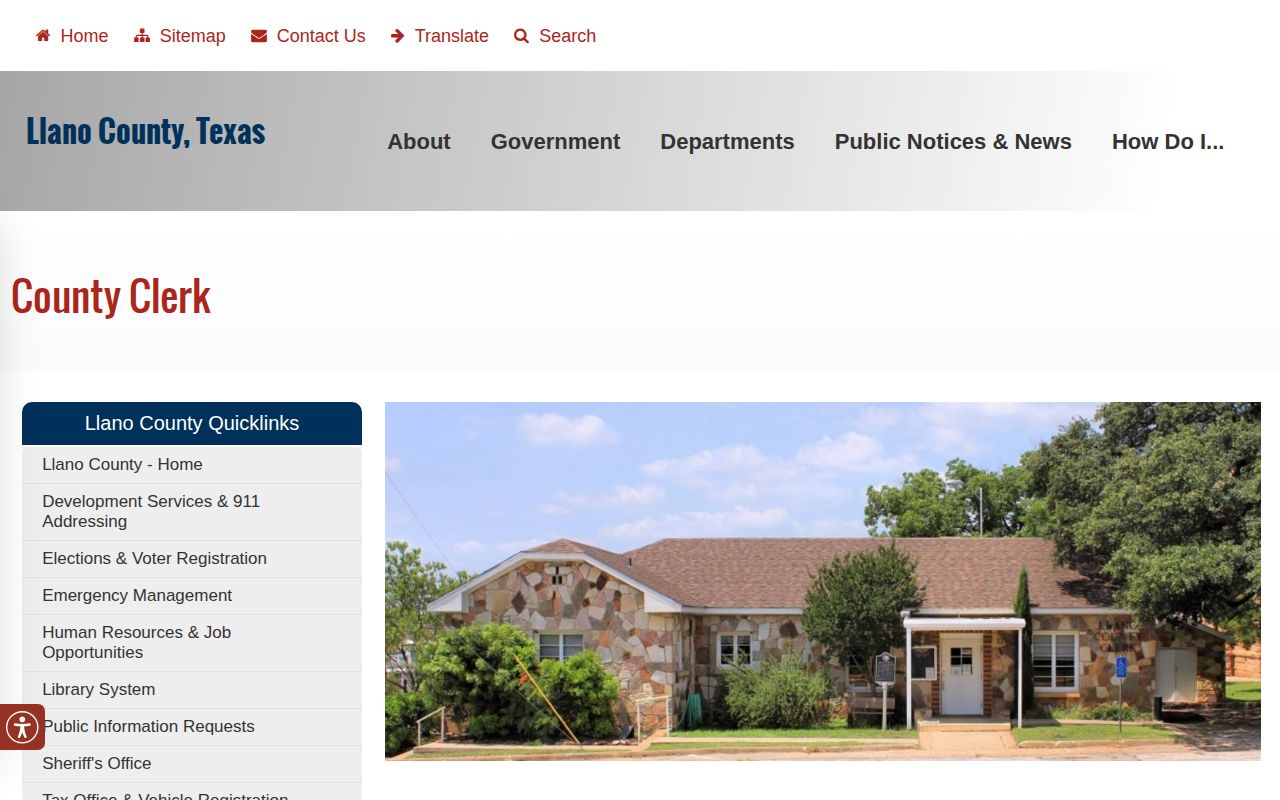 Llano County Clerk court records page